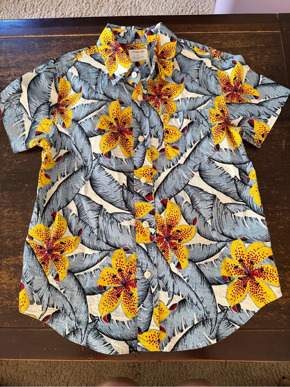 Crewcuts Tropical Short-Sleeve Button-Up Shirt Size 6-7